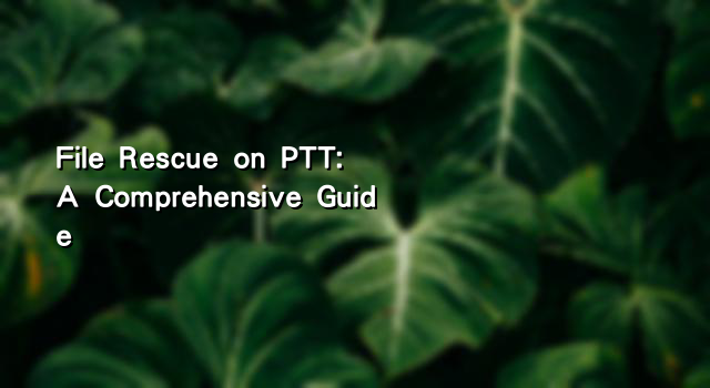 File Rescue on PTT: A Comprehensive Guide